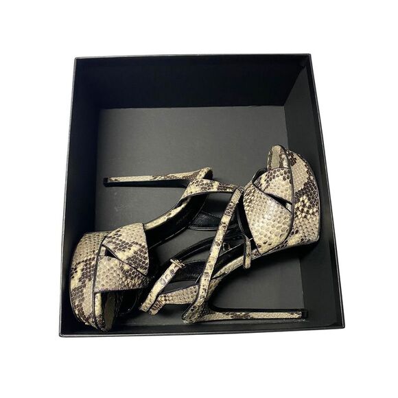 Saint Laurent Snakeskin Effect Tribute Platform Sandals in Multicolor Leather - Picture 10 of 10